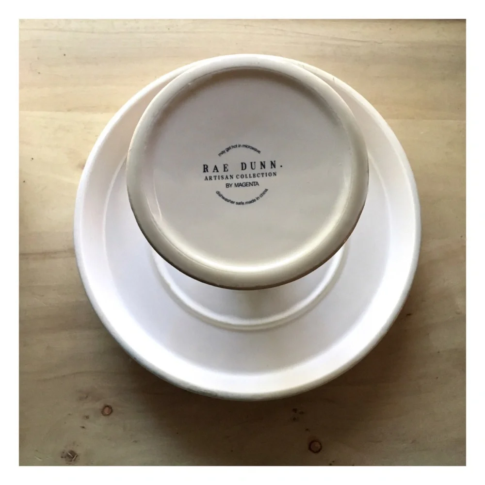 Rae Dunn Ceramic Cake Stand—Artisan Collection by Magenta with Bicycle Graphic